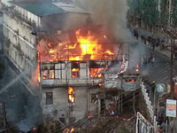 Fire scene at Dhankheti, Shillong